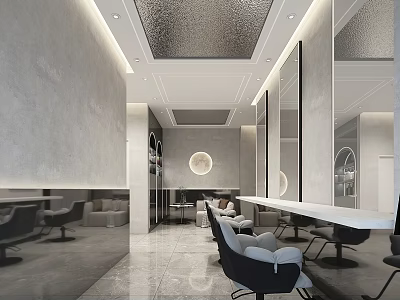 Elegant Modern Beauty Hair Salon With Comfortable Chairs Large Mirrors And Styling Workstations 3d model