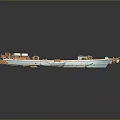 Detailed Light Blue And Brown Ship Model With Boxes And Equipment On Deck 3d model