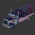 Blue And White Heavy Duty Tow Truck With Crane And Flatbed Design