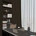 Bay Window Cushion Bay Window Cabinet Floating Window Sill 3d model