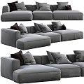 Modern Gray Sectional Sofa Design With Plush Pillows And Modular Seating 3d model
