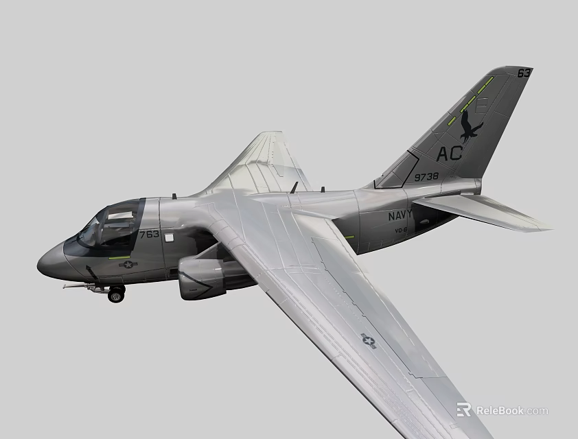 Silver Gray Passenger Aircraft With Unique Wing Design And Tail Logo In Flight 3d model 
