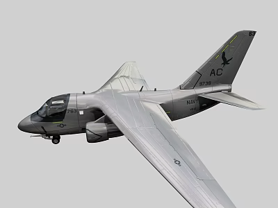 Silver Gray Passenger Aircraft With Unique Wing Design And Tail Logo In Flight 3d model