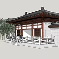 Chinese Style Gate Ancient Building Door 3d model