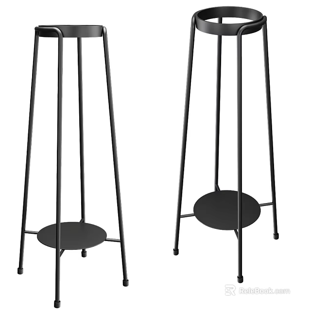 Modern Black Metal Display Shelves With Round Base And Sturdy Structure 3d model 