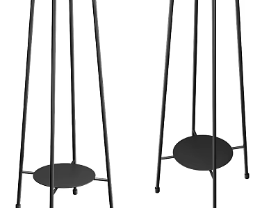 Modern Black Metal Display Shelves With Round Base And Sturdy Structure 3d model
