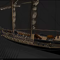 Detailed Wooden Sailing Ship Model With Tall Masts Intricate Rigging And Classic Hull Design