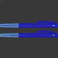 Two Blue Ballpoint Pens With Silver Accents Laid On Gray Surface