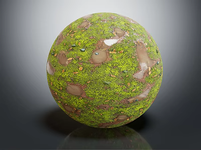 Decorative Green Brown Sphere With Mossy Rock Like Surface Texture 3d model