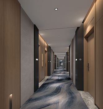 Modern aisle hotel aisle corridor 3d model