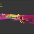 Futuristic Sci Fi Weapon With White Yellow Red Blue Components And Grip Design