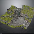 Realistic Terrain Landscape Model With Rocky Structure Green Vegetation And Mossy Paths