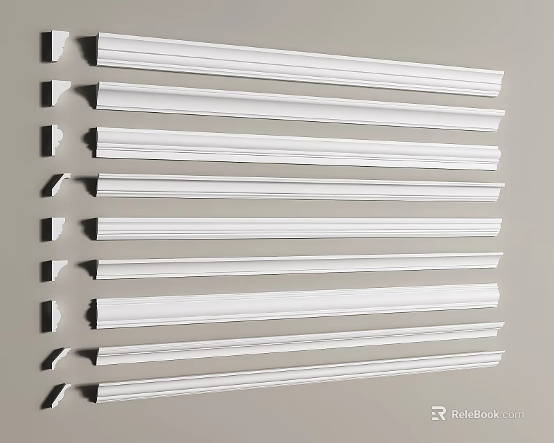 Different Types of Gypsum Molding Profiles for Home Interior Decoration and Design Elements 3d model 
