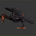 Fantasy Eagle Spreading Wings Flying With Red Claws Open Beak And Fiery Glowing Effects