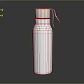 White Aluminum Insulated Water Bottle with Silver Lid and Lanyard on Dark Surface