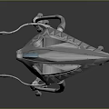 Silver Alien Like Game Movie Character With Long Slender Legs And Transparent Diamond Shaped Body