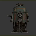 Vintage Green Orange Mechanical Structure With Dome Top Control Panels And Support Legs