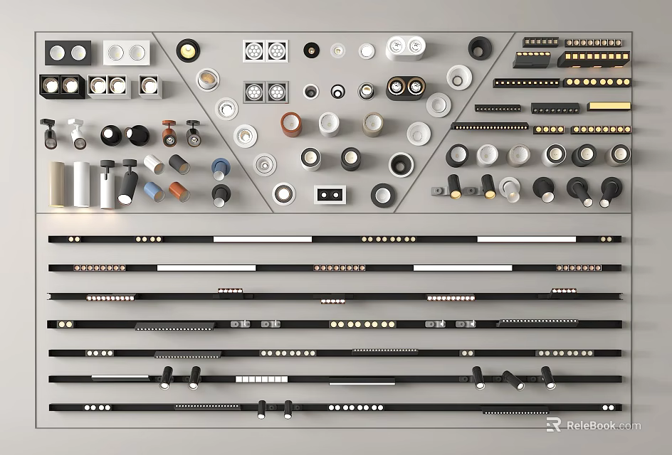 Various Types and Styles of Downlights and Spotlights for Home and Commercial Lighting 3d model 