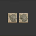 Two Square Decorative Prints With Mountain Pattern On Light Background