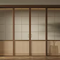 Modern Sliding Doors Design With Wooden Frames Glass Panels And Woven Details For Interior Space