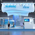 Modern Exhibition Booth with ZILMAC TKV Illuminated Canopy Glass Structure and Digital Screens