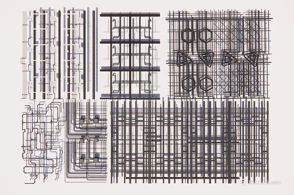 Modern Ceiling Design Ideas With Structural Grids And Patterned Frames 3d model 