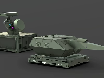 Green Military Weapon System With Missile Launch System And Radar Device 3d model