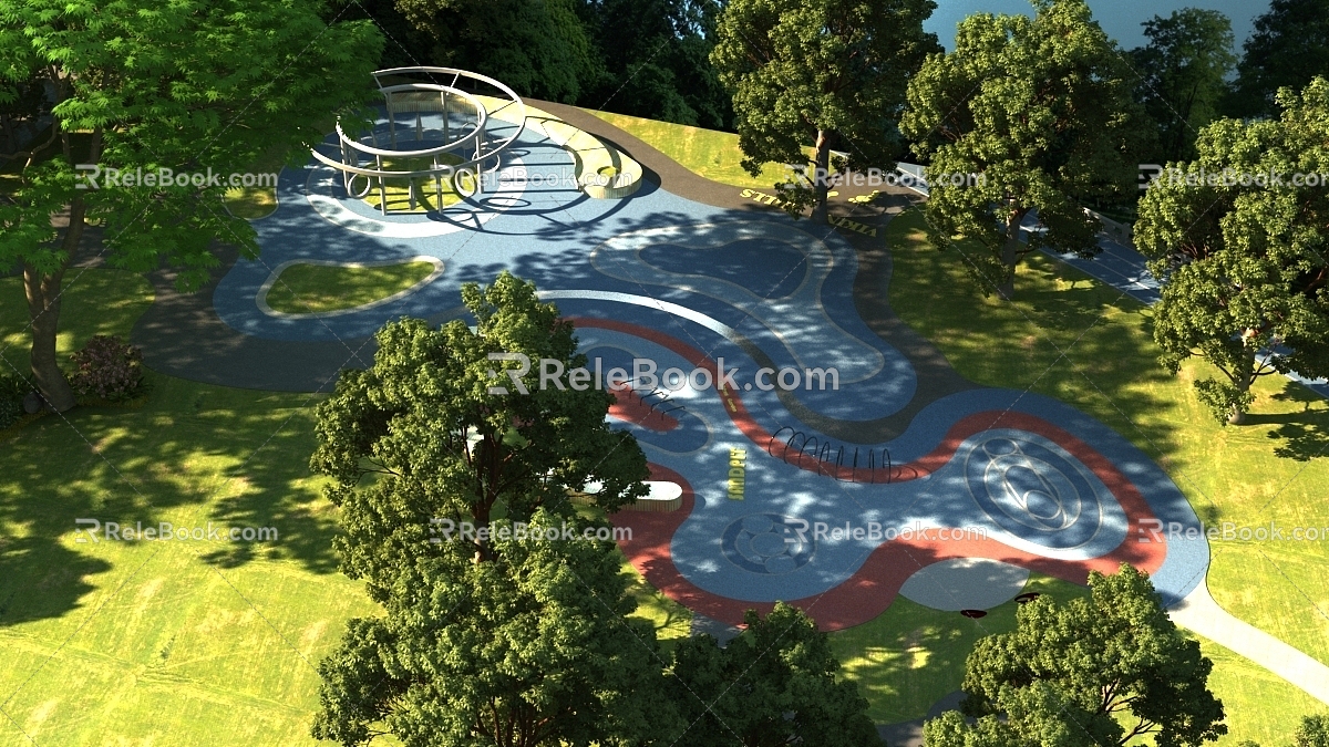 Park rockery falling water landscape 3d model