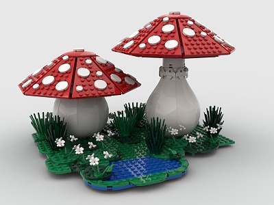 LEGO Toy Mushroom Poison Mushroom Forest Meadow Greening Mushroom model