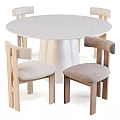 Elegant Modern Dining Table Set With Round Top And Wooden Upholstered Chairs 3d model