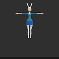 Cartoon Female Character With Rabbit Ears Arms Outstretched In Blue Outfit And White Stockings
