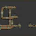 Pipe water pipe valve iron pipe fitting flange tee joint pipe water pipe valve 3d model