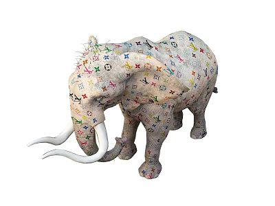 Colorful Reptile Sculpture With White Accents And Brand Logos Design Details 3d model