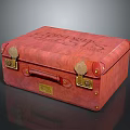 Vintage Red Leather Suitcase With Golden Locks Handle And JEEPERS Embossed Design