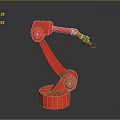 Red Industrial Robotic Arm Equipment With Mechanical Gripper And Stable Base