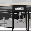 GUYSSOUL Modern Clothing Store With Glass Facade Interior Racks And Apparel Displays