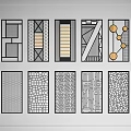 Various Modern Partition Styles With Geometric And Grid Patterns For Interior Design 3d model