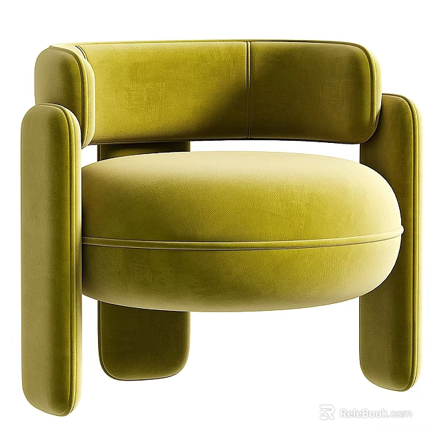 Modern Olive Green Velvet Upholstered Leisure Chair For Stylish Cozy Living Room Home Decoration 3d model 