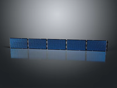 Blue LED Display Screens Arranged Side by Side With Reflective Surface and Grey Background 3d model