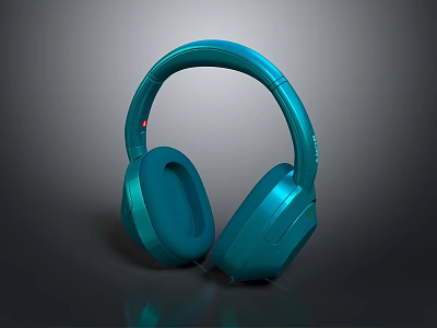 Blue Over Ear Headphones With Modern Sleek Design And Comfortable Fit 3d model
