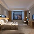 Hotel Guest Room Modern Interior Design With Comfortable Bed Desk Chair And TV