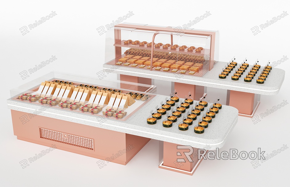 Modern Dessert Bakery Showcase Cake Shop Shelf model