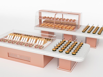 Modern Dessert Bakery Showcase Cake Shop Shelf model