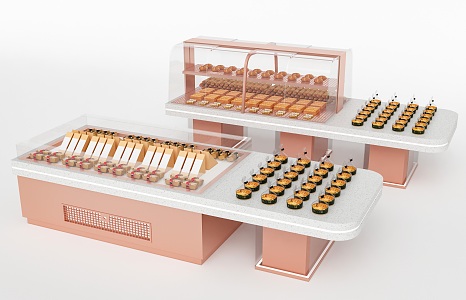 Modern Dessert Bakery Showcase Cake Shop Shelf 3d model