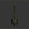 Giant Monster 3D Rendering Standing Pose Green Skin Spiked Back Sharp Claws