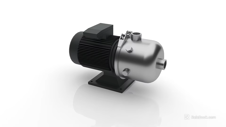 Industrial Pump With Stainless Steel Body And Electric Motor Mounted On Black Base 3d model 