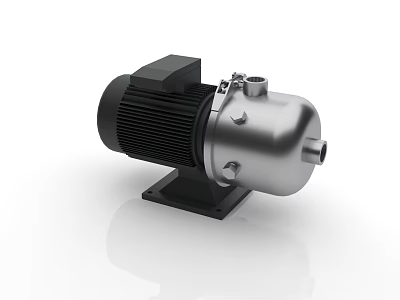 Industrial Pump With Stainless Steel Body And Electric Motor Mounted On Black Base 3d model