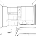 Modern Tatami Bedroom Interior With Desk Chair Bookshelf And Window Rug
