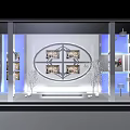 Modern Retail Showcase Window With Display Shelves Lighting And Art 3d model