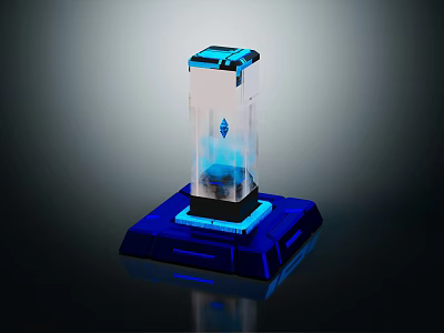 Modern Decorative Ornament Set With Transparent Structure And Blue Illuminated Base 3d model